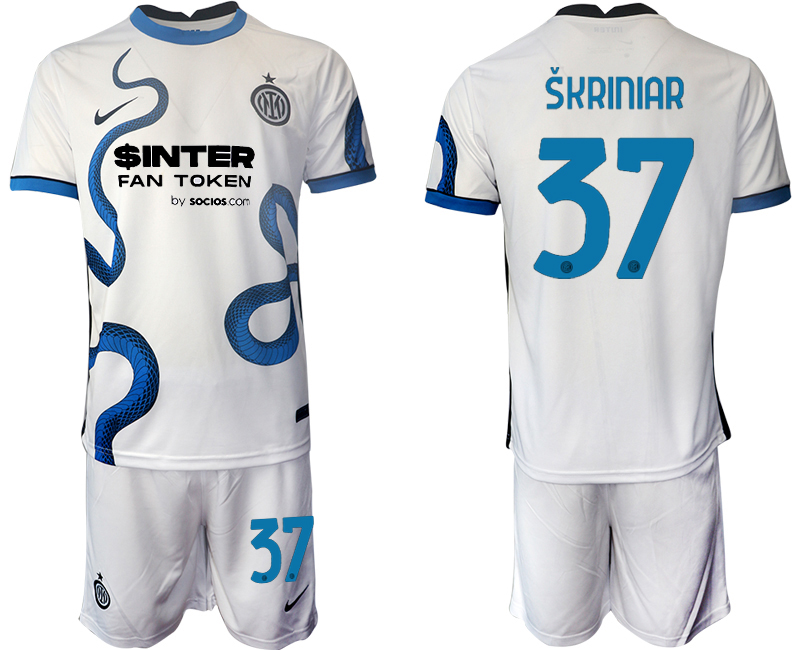 Men 2021-2022 Club Inter Milan away white #37 Soccer Jersey->inter milan jersey->Soccer Club Jersey
